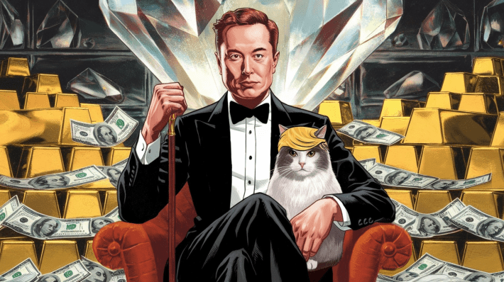 Elon Musk = Ernst Blofeld en Donald Trump = die kat op zijn schoot
